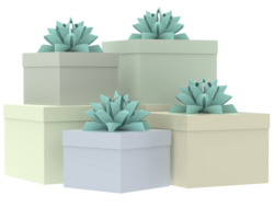 Christmas gift boxes isolated on background. 3d rendering - illustration png