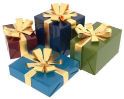 Christmas gift boxes isolated on background. 3d rendering - illustration png