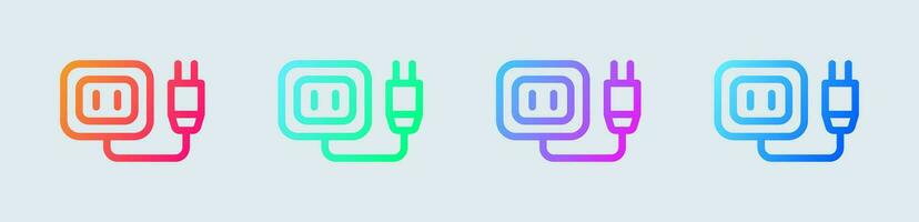 Socket line icon in gradient colors. Power plug signs vector illustration.