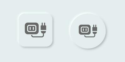 Socket solid icon in neomorphic design style. Power plug signs vector illustration.