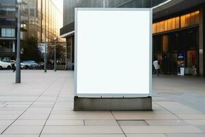 AI generated empty white billboard for mockup in street photo