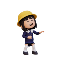 3D cute girl laughing png