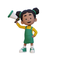 3D cute girl Character Holding a Megaphone png