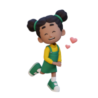 3D cute girl character in love png