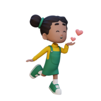 3D cute girl character in love png