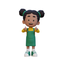 3D girl character give a thumbs up with cute happy face png