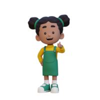 3d menina personagem dar uma polegar acima com fofa feliz face png