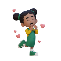 3d fofa menina personagem dentro amor png