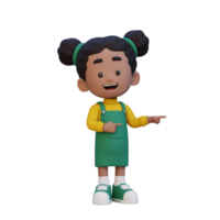 3d fofa menina apontando mão para a lado png