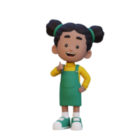 3d niña personaje dar un pulgar arriba con linda contento cara png