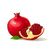 ai generado Fresco jugoso granada maduro rojo fruta, sano antioxidante Rico semillas png
