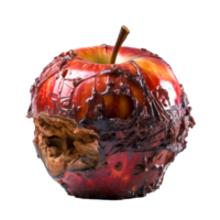 ai généré pourri Pomme illustre mauvais pour la santé en mangeant une fermer vue de pourriture et malsain nourriture png