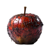 ai généré pourri Pomme illustre mauvais pour la santé en mangeant une fermer vue de pourriture et malsain nourriture png