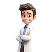 AI generated 3D cartoon man in white suit. Businessman character on transparent background png