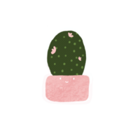 a simple cute cactus has a pink flower png