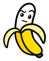 geel banaan fruit met emotioneel gezicht png