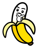 geel banaan fruit met emotioneel gezicht png