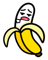 Gelb Banane Obst mit emotional Gesicht png
