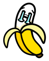 geel banaan fruit met emotioneel gezicht png