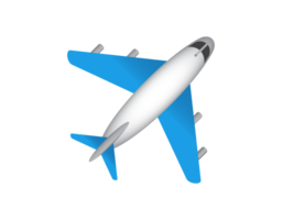 White literal airplane icon with blue wings and engines, represent global air travel or flight mode png