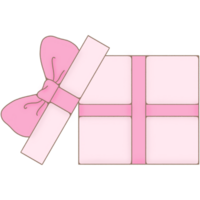 Pink gift box with baby bear doll present open box surprise gift box with ribbon bow valentine png