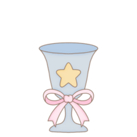 Cute pastel ice cream with red cherry and crackers in star blue cup decorate with pink ribbon bow png