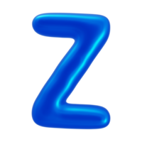 3d alfabeto carta z com azul cor png