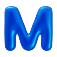 3d alphabet letter m with blue color png