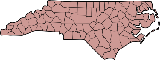 doodle freehand drawing of north carolina state map. png