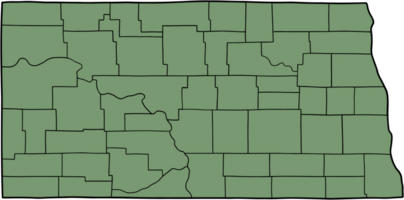 doodle freehand drawing of north dakota state map. png