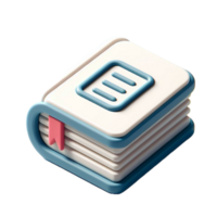 Book icon 3d render, accessories for learning. Signs of education, nobility, development. Cute plasticine style png