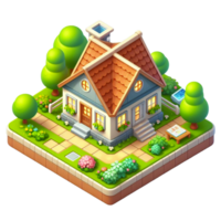 linda pequeño hogar, 3d juego isométrica, detallado. gratis png