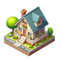 cute small home, 3d game isometric, detailed. Free PNG