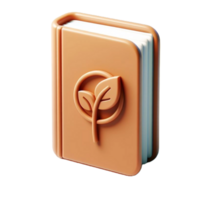 Book icon 3d render, accessories for learning. Signs of education, nobility, development. Cute plasticine style png