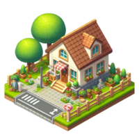 cute small home, 3d game isometric, detailed. Free PNG