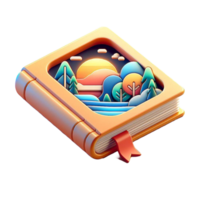 Book icon 3d render, accessories for learning. Signs of education, nobility, development. Cute plasticine style png