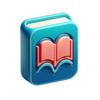 Book icon 3d render, accessories for learning. Signs of education, nobility, development. Cute plasticine style png