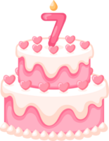 Love Birthday Cake With Candle Number 7 Illustration png