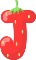 fraise alphabet mignonne lettre j png