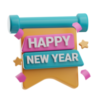 Happy New Year Object Banner 3D Illustration png