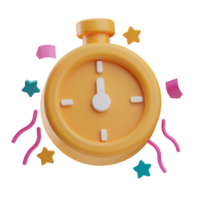 Happy New Year Object Clock 3D Illustration png