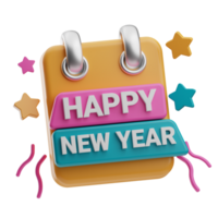 Happy New Year Object Calendar 3D Illustration png