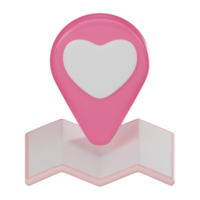 O amor é coordenadas, 3d mapa identificar para dia dos namorados dia celebração. 3d renderizar. png