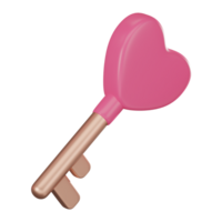 Unlock Love, Golden and Pink Key heart for Valentine's Day. 3D Render png