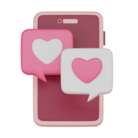 amor charla conexiones, 3d icono para San Valentín día diálogo y social romance. 3d prestar. png