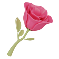 Rose fleur icône pour la Saint-Valentin journée fête. 3d rendre. png