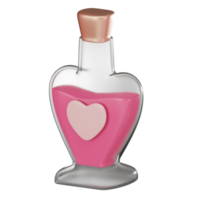 Love perfume elixir for romantic valentine's day celebration. 3D render png