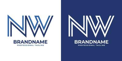 Letter NW Line Monogram Logo, suitable for business with NW or WN initials vector