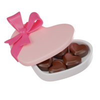 Heart shaped box of Chocolates for Love and Celebration Valentine. 3D render png