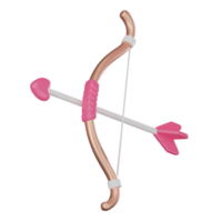 Cupid's bow, arrow, and heart for valentine's day. 3D Render png